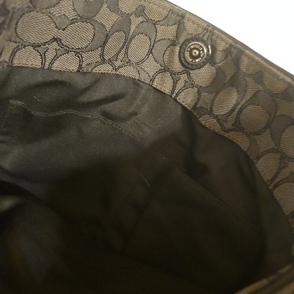 "Coach Phoebe Shoulder Bag F36424 Smoke Black Signature Canvas with Leather Trim - Picture 13 of 14